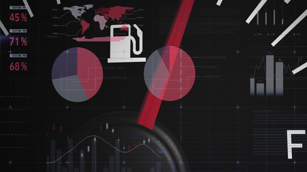 자동차 패널 위의 데이터 처리의 애니메이션