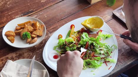 eating a meal at a restaurant