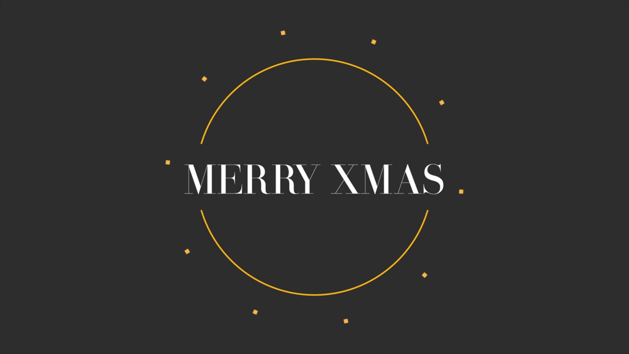 Merry XMAS text with circles on black gradient