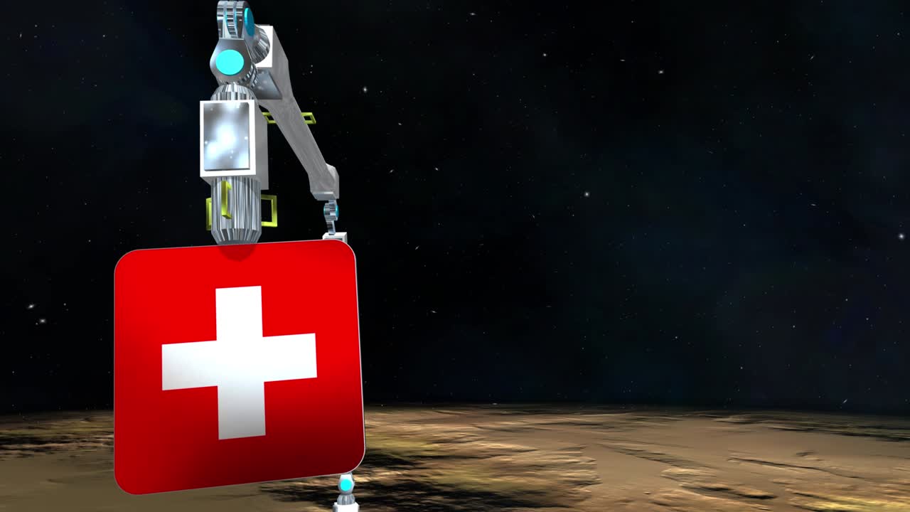 пластина флага швейцарии, раскопанная с планеты.