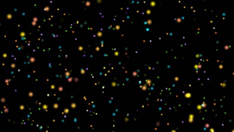 volando pequeñas luces borrosas multicolotadas en fondo negro. animar fondo de video abstracto