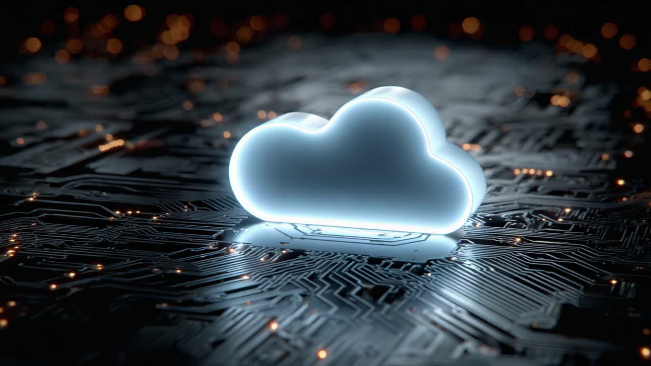 A Glowing Cloud Icon Illuminates a Circuit Board, Symbolizing Digital Storage and Technology's Impact on Modern Connectivity and Data Management