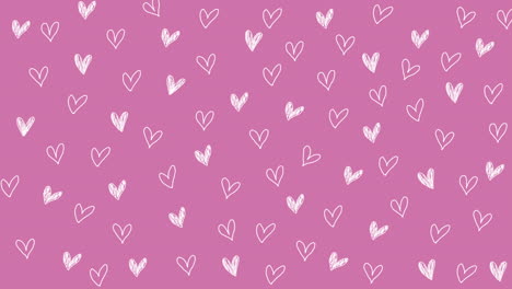 simple repeating texture with cute hearts. stylish loop festive animation of hand draw heart shape on pink background.