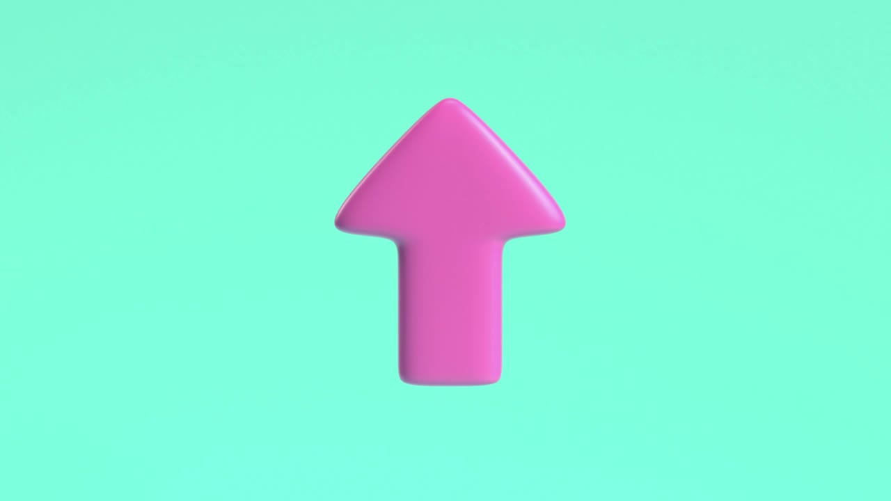 3d rendering motion pink arrow pointing up green background