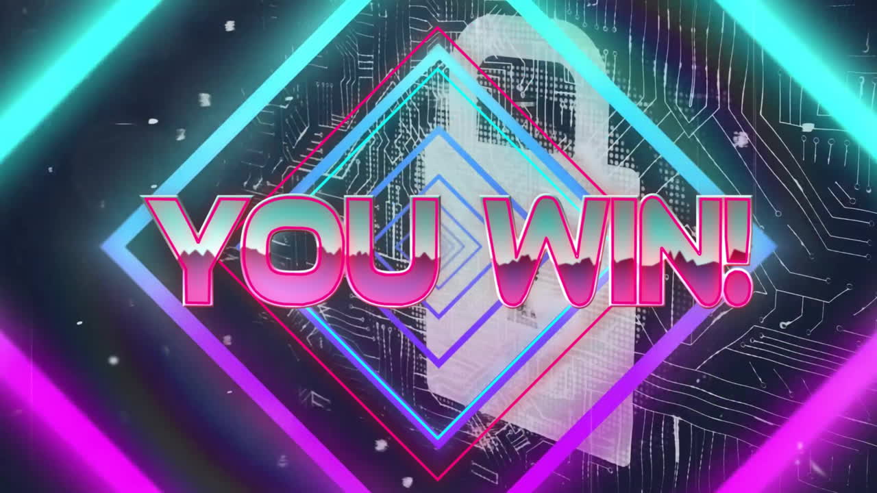 검은색 배경의 연결 네트워크를 통해 텍스트와 모양을 획득하는 애니메이션