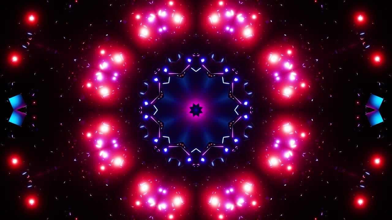 Pola warna-warni dengan banyak kotak kecil dan titik di tengah. Loop VJ Kaleidoskop