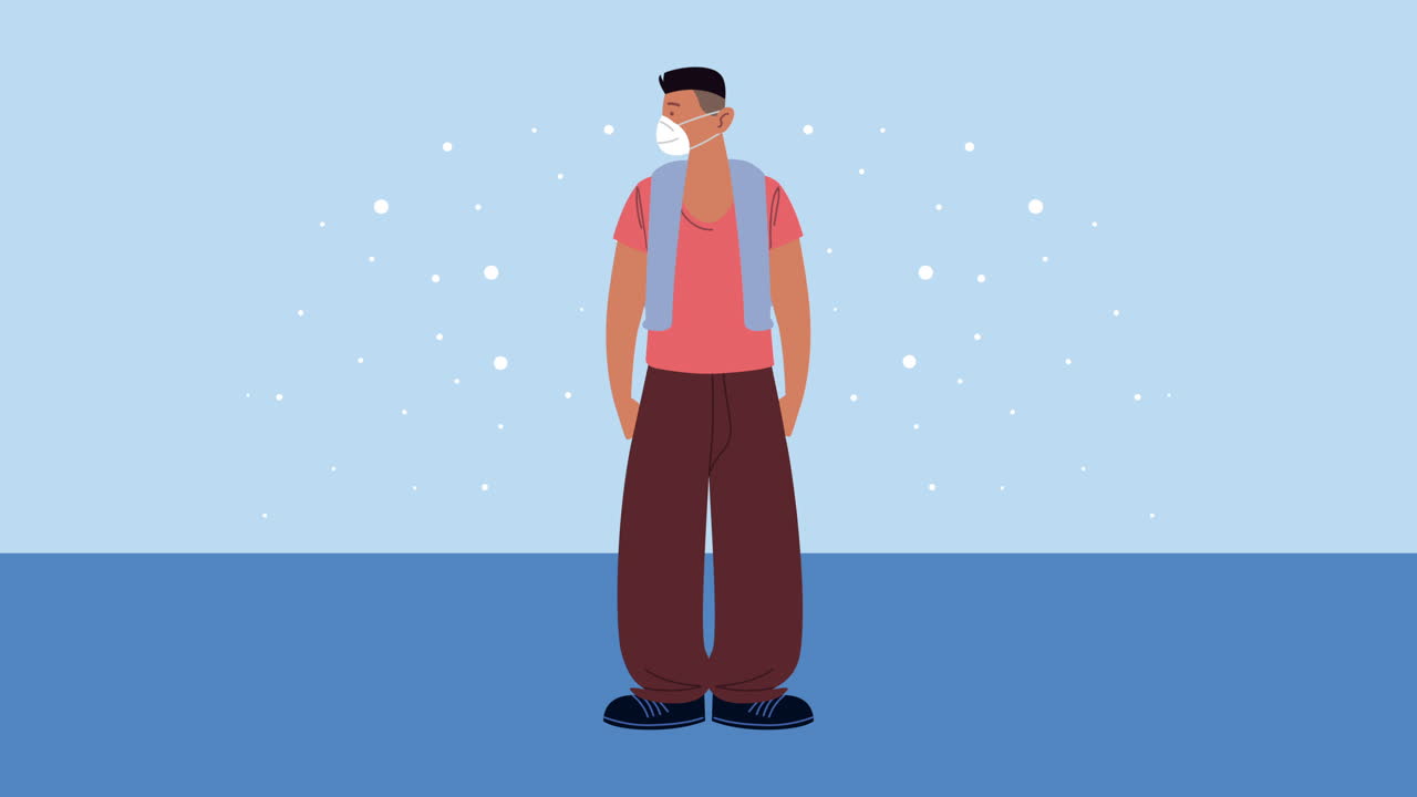 얼굴 마스크를 착용 한 남자