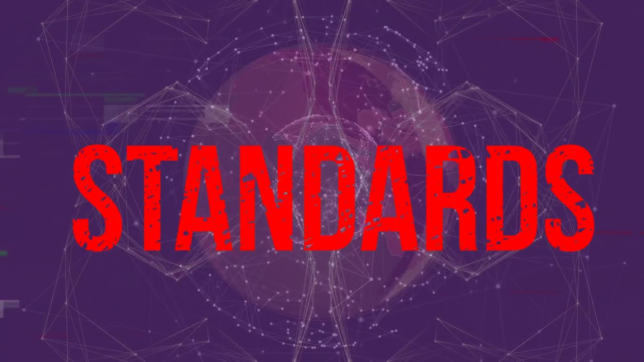 연결 및 오류와 함께 빈티지 보라색 배경 위의 표준의 애니메이션