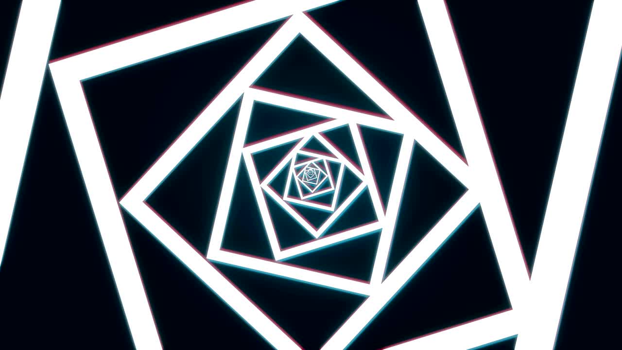 4K. Sfondo in loop di forme geometriche, quadrati, pentagoni e contorni di stelle a strisce isolati su sfondo nero