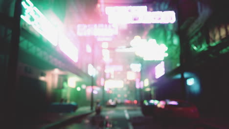 blurred neon city night scene