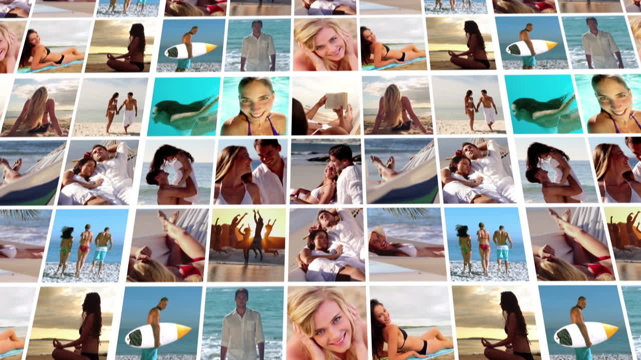 montaje de animación de vacaciones y vacaciones en una computadora portátil