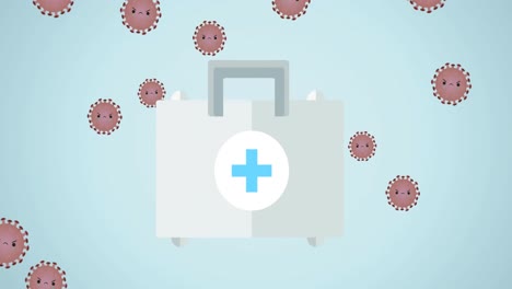 animation of medical kit over virus cells