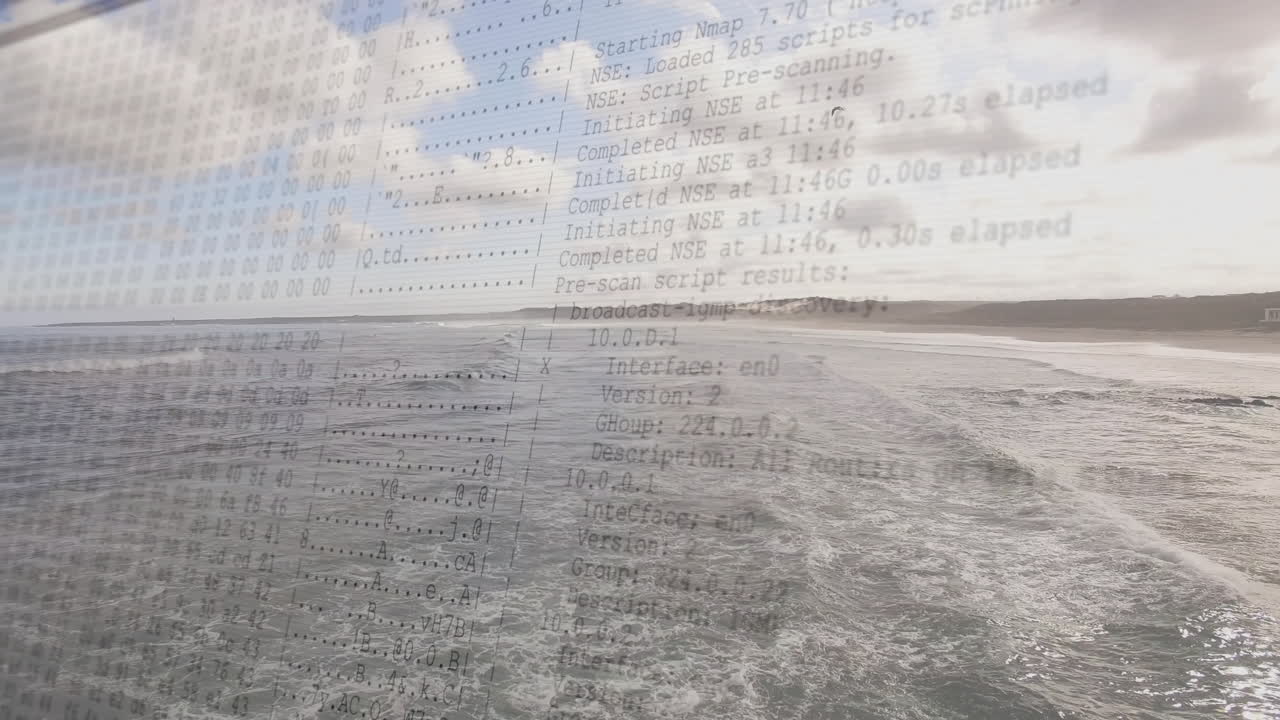 네트워크 진단 명령은 원활한 움직임으로 바다의 파도 위를 움직입니다.