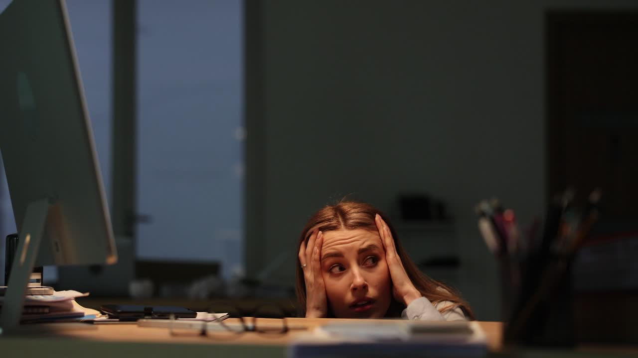 Stressed Woman at Desk