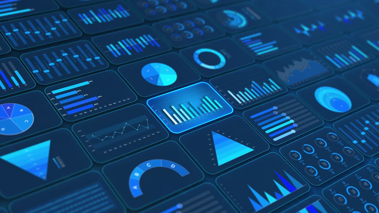 Menneskehånd klikker på digitalt dashbord for forretningsanalyse, finansielle diagrammer, grafer og 3D-grensesnitt