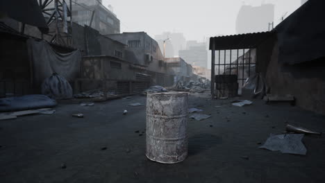 barrio pobre post-apocalíptico: un paisaje urbano desolado