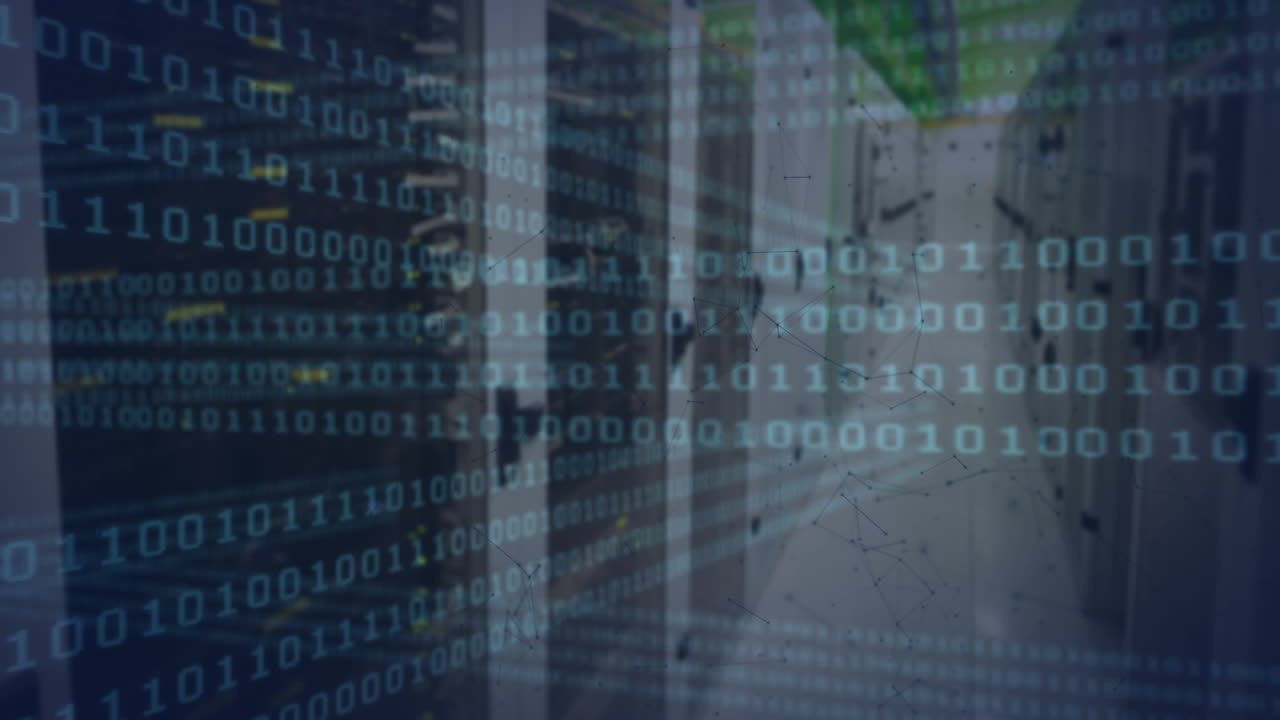 animación de la codificación binaria en la sala del servidor