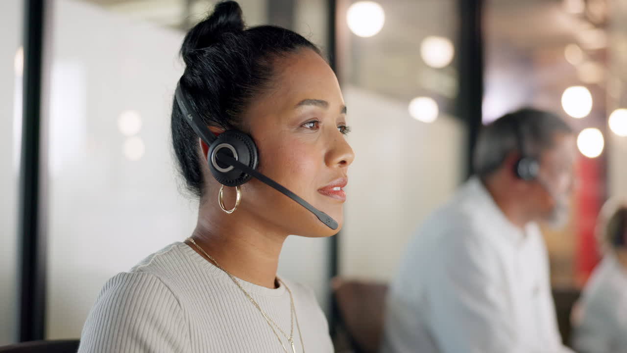 Contact us, call center or telemarketing worker