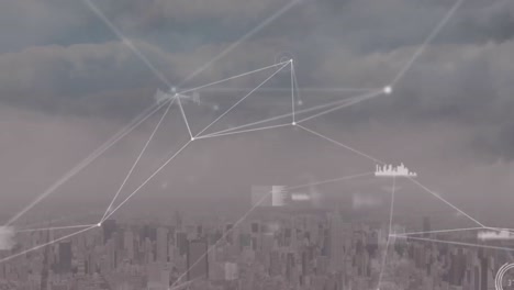 Kommunikationsnetze-Und-Datenverarbeitung-über-Modernem-Stadtbild-Und-Bewölktem-Himmel