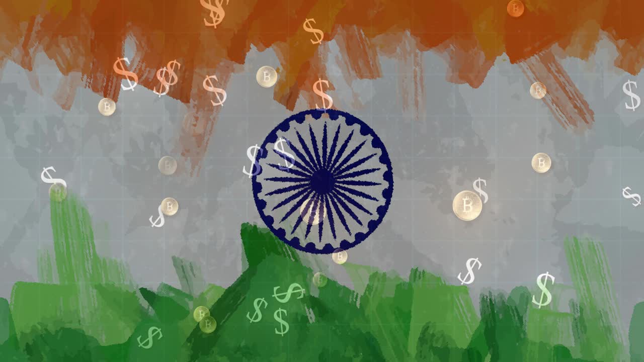 인도 의  ⁇ 발 과 미국 달러 가 떨어지는 애니메이션