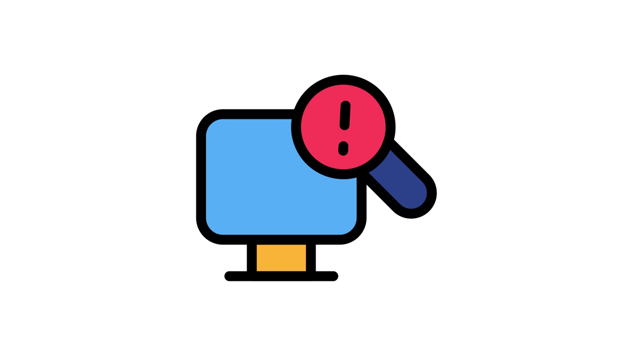 Animated Icon of Computer Search with Error Warning
