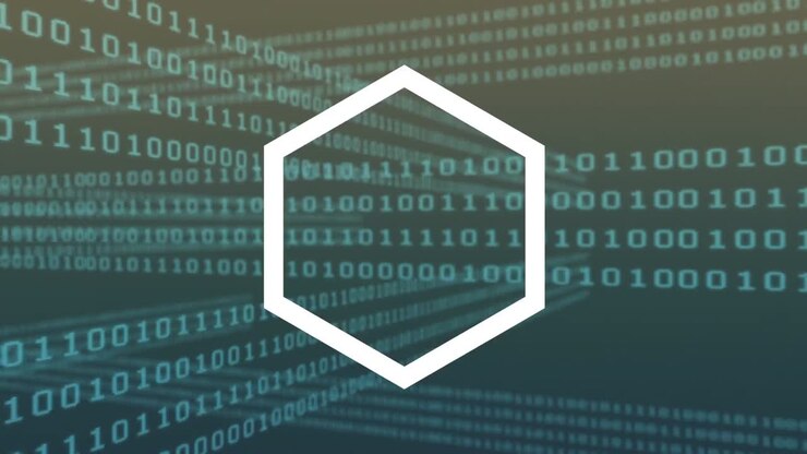 Animation of white hexagons over data processing