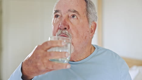 senior man, medicine or pills for sickness