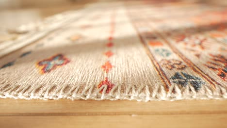 close-up of a traditional woven rug