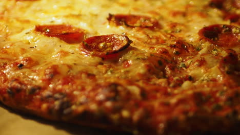 Time-lapse-baking-pizza-with-mozzarella-and-pepperoni-in-oven