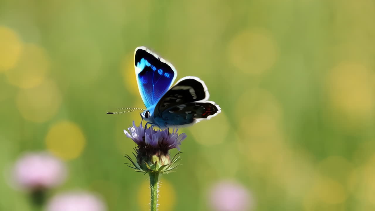 Farfalla blu su un fiore