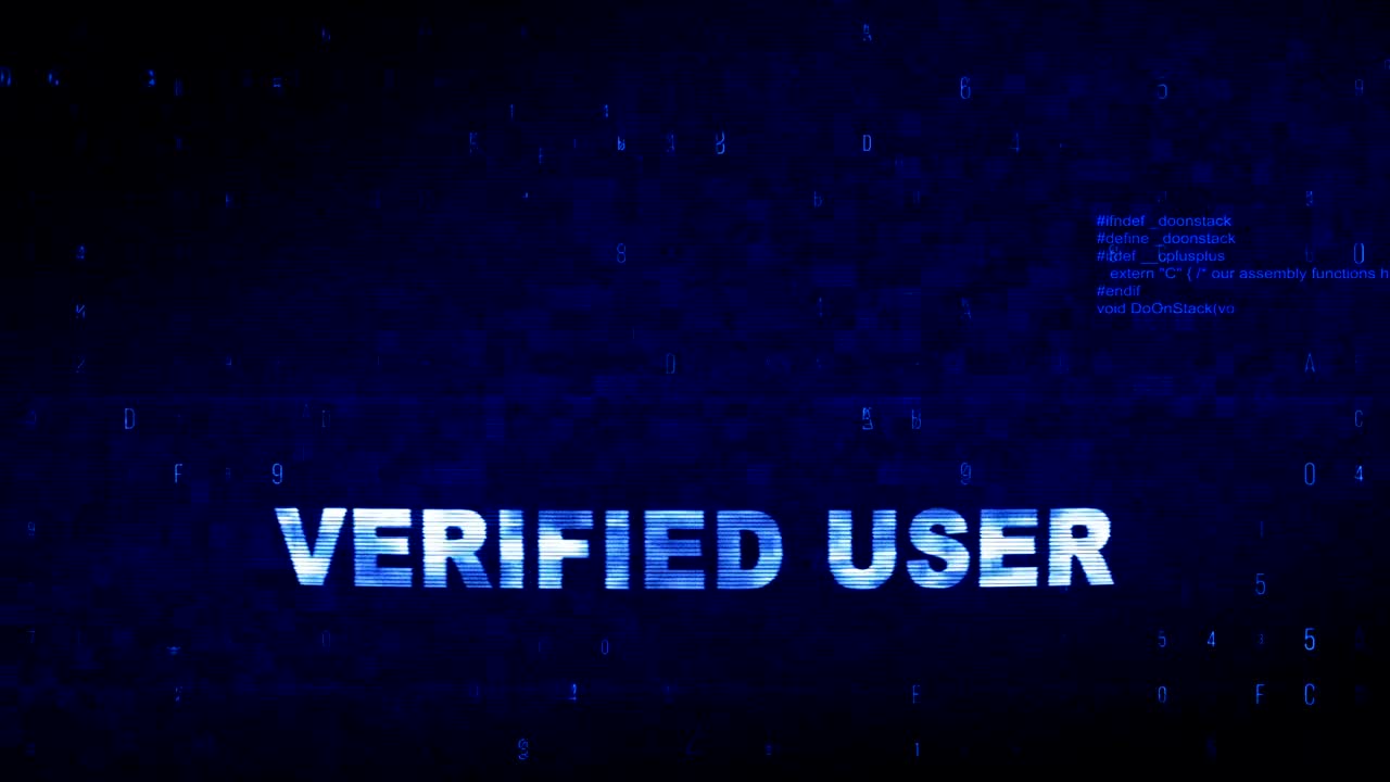 Verified User  Text Digital Noise Twitch Glitch Distortion Effect Error Loop Animation.