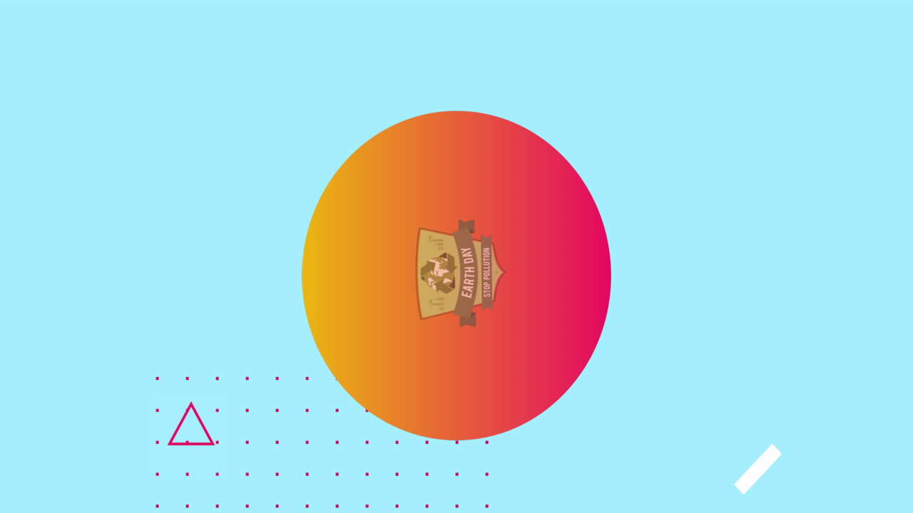 Animation of earth day text and abstract shapes on blue background