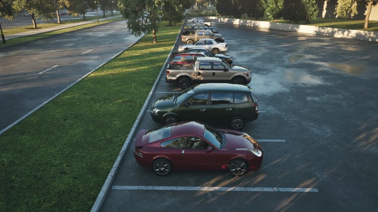 Autos estacionados en un estacionamiento