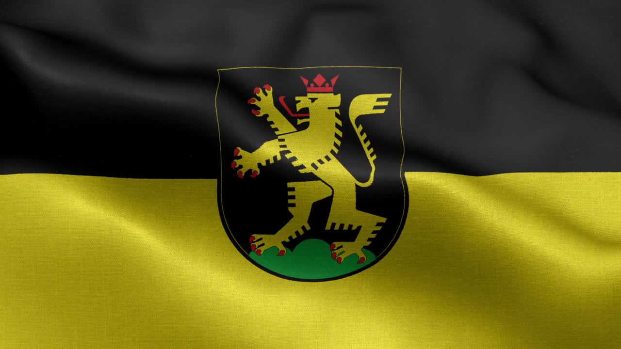 하이델베르크의 발, 바덴-위르템베르크 - 독일 국기 - 독일 지방 발 - 독일 - 발 파동 패턴 loopable 요소 - 느린 모션  플래그 - 루프 준비 완전 화면 발은 느린 동작으로 흔들고 있습니다. 현실적인 3d 애니메이션. 4k 해상도.