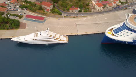 superyacht and cruise ship at the port in dubrovnik, croatia