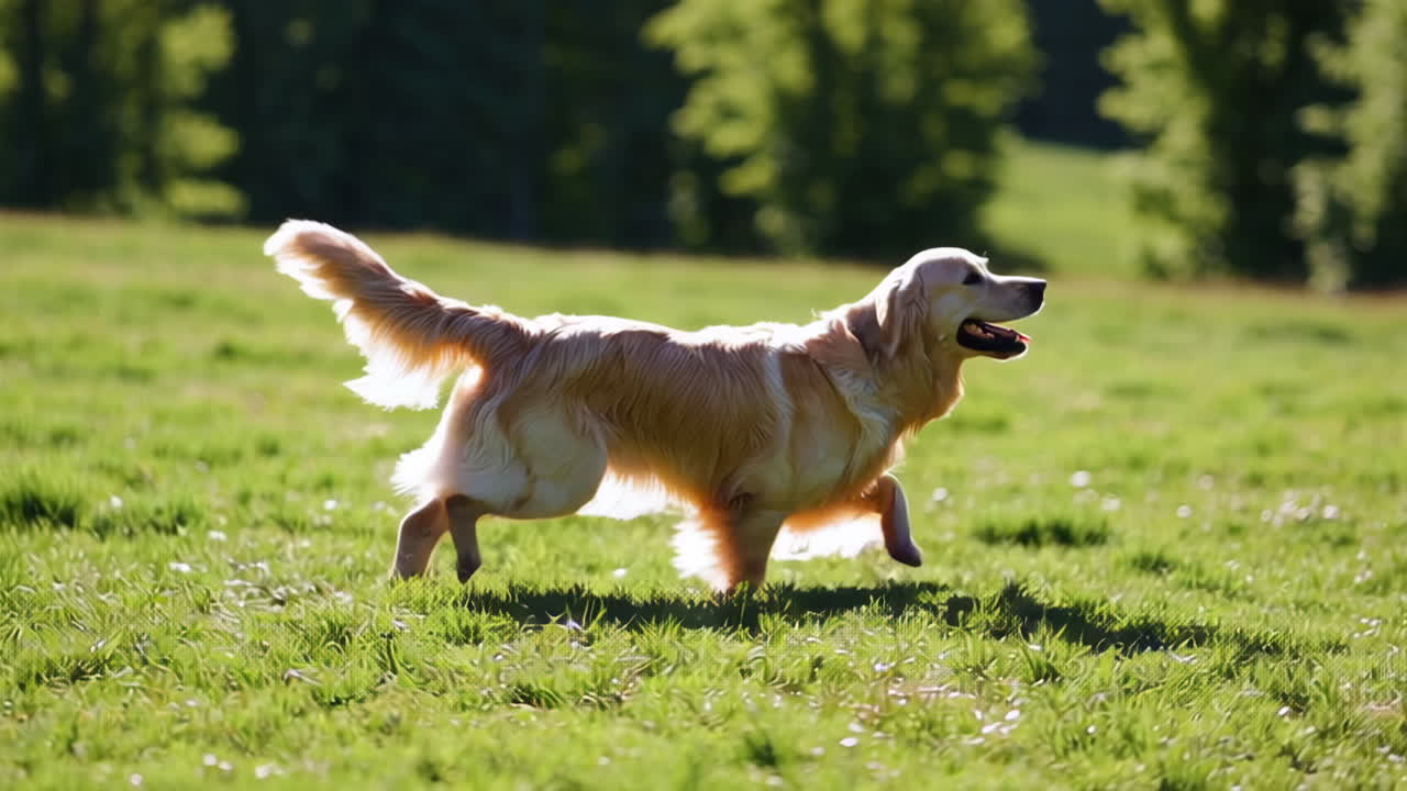 Golden Retriever Running in a Field