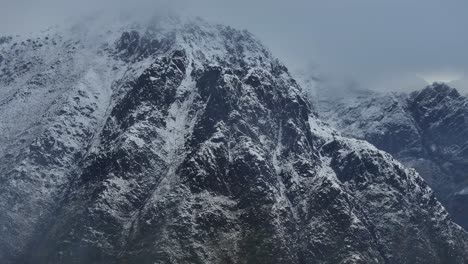 Aerial-view-of-Norway-snow-mountain-beautiful-landscape-during-winter