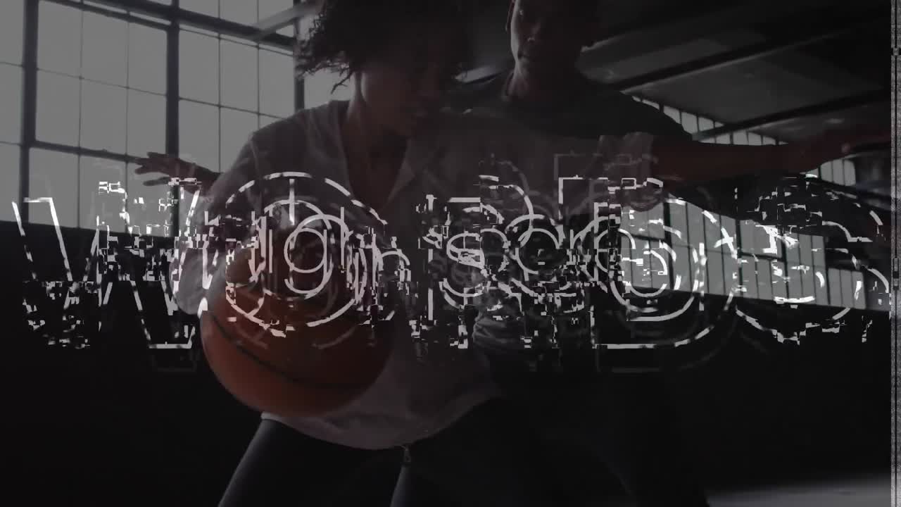 농구를 하는 남자 와 여자 에 대한 높은 점수 를 나타내는 단어 들 의 애니메이션