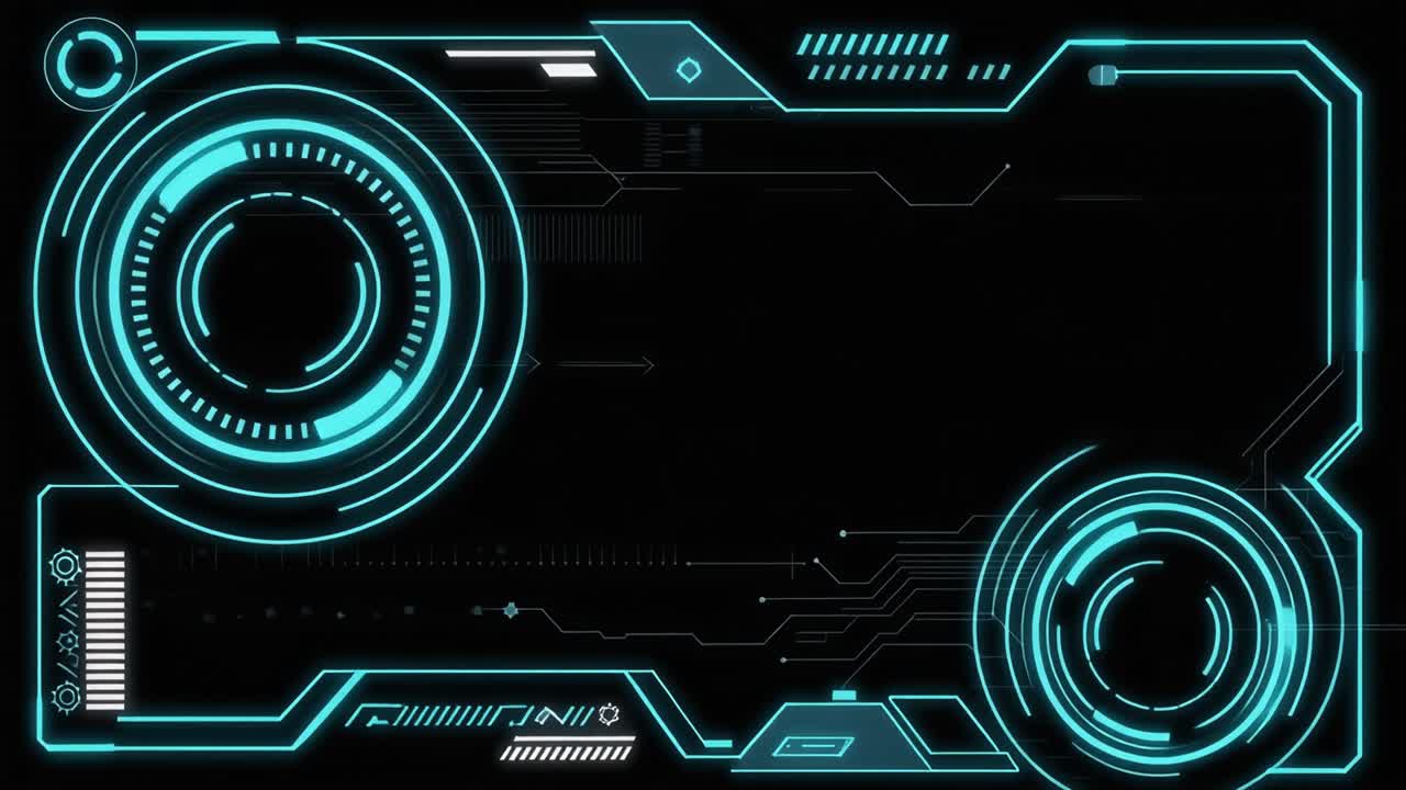 Futuristic Digital HUD Interface Animation on Black Background