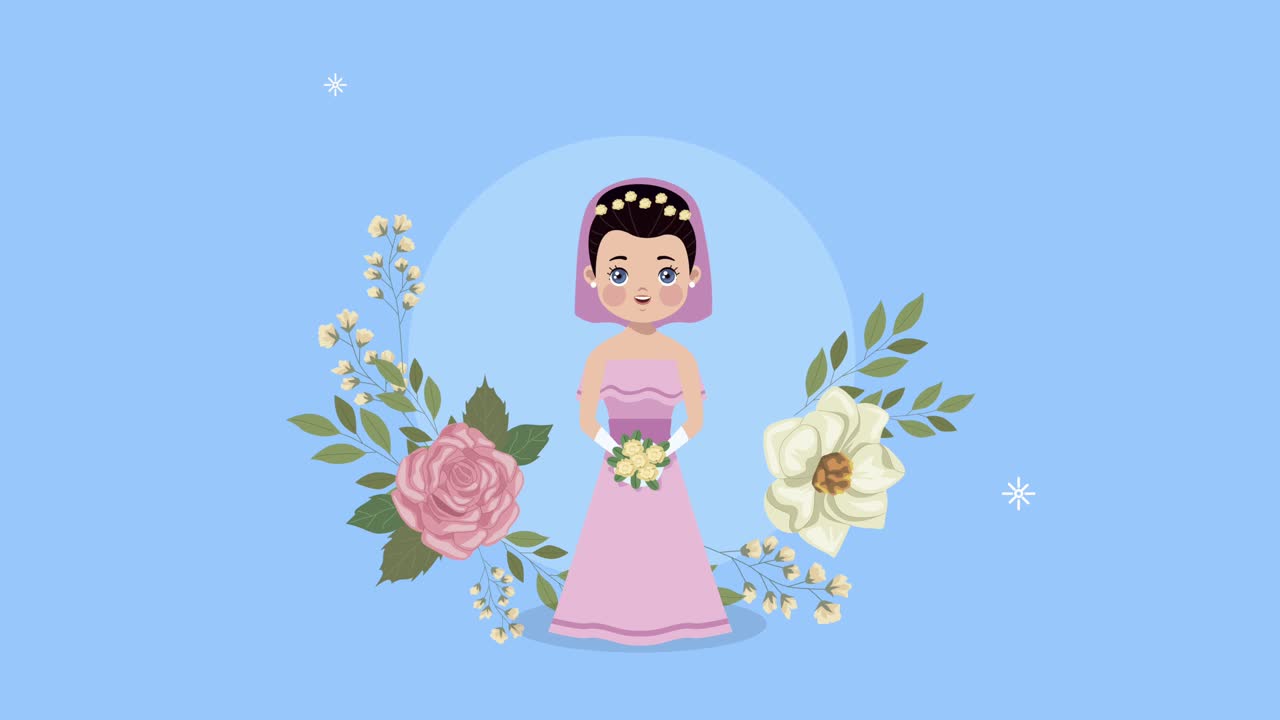 hermosa esposa de bodas en un marco floral