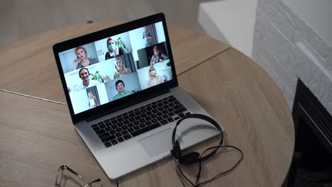 Video-Conferencing-technology-in-kitchen-for-video-call-with-colleagues-at-home-and-in-offices