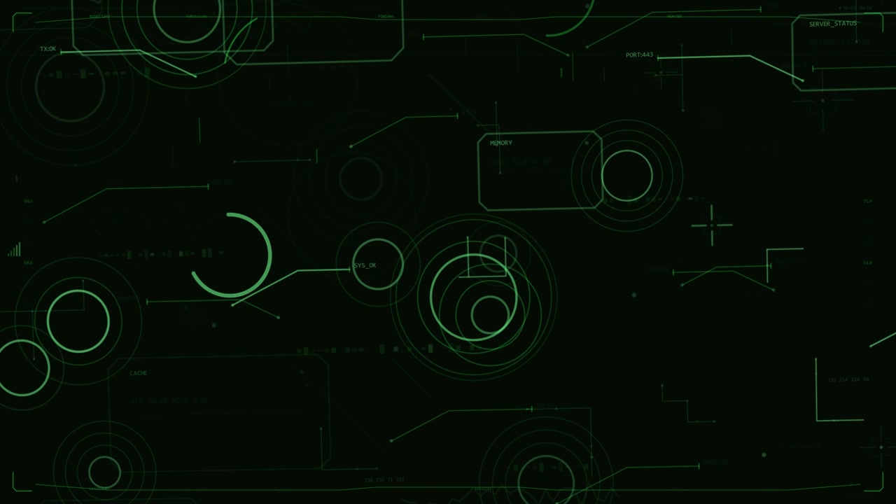 Scan starting, green HUD drawing arc, target rings rotating, pulsing over transparent bg for scan