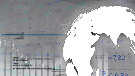 animation of financial data processing over globe