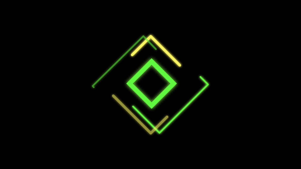 Animation geometry colorful light glowing isolate with black background.