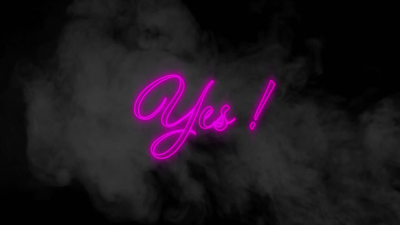 Yes! neon sign on black background 4k