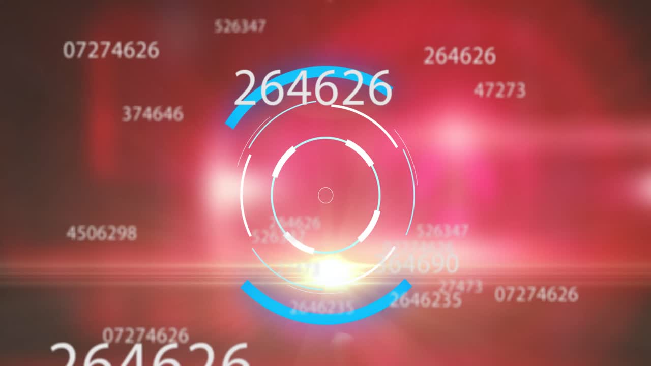 Animation of numbers and processing circle over red background