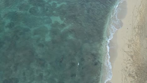 vista aérea del suelo rocoso del océano en aguas claras a lo largo de la playa de arena
