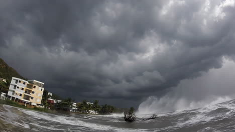 stormy coastal waves and clouds
