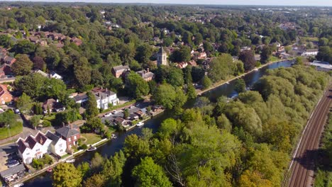 aerial view of the turret in norwich, england between trees during the day