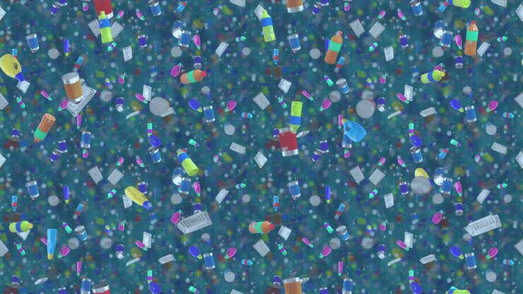 Recycling sea trash ecology loop tile background sinking